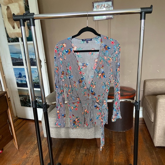 White and black stripes, floral and birds! - Picture 1 of 2